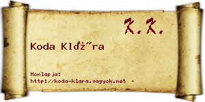 Koda Klára névjegykártya